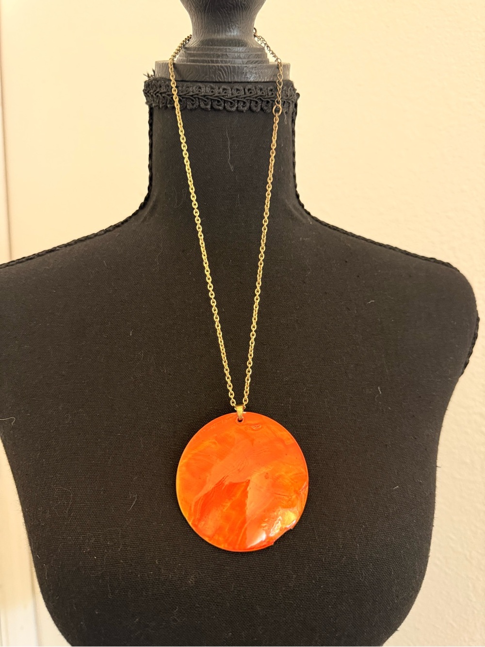 Bold Round Orange Pendant Necklace